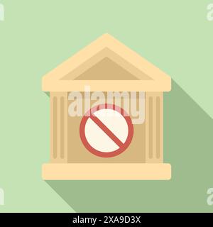 Illustration d'une banque comme un bâtiment avec un symbole non autorisé, représentant une crise financière Illustration de Vecteur