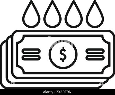 Illustrer le concept de gaspillage d'argent avec des flammes stylisées au-dessus des billets d'un dollar Illustration de Vecteur