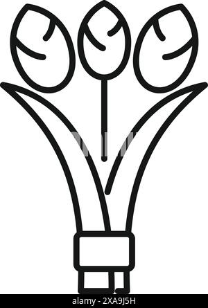 Dessin au trait minimaliste représentant trois tulipes poussant ensemble dans un vase Illustration de Vecteur