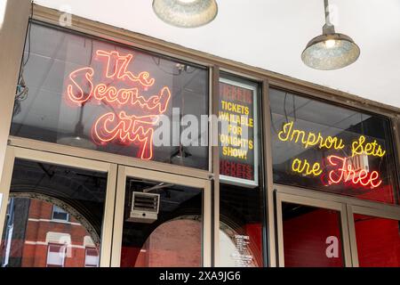 The second City est une troupe de comédie d'improvisation fondée en 1959 et a été le point de départ de nombreuses stars primées. Banque D'Images