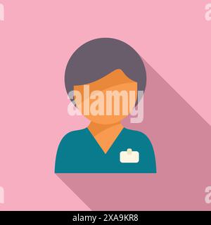Icône simple d'une infirmière portant des gommages avec une étiquette de nom Illustration de Vecteur