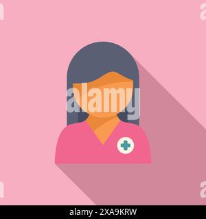 Un professionnel de la santé portant des gommages roses est représenté représentant une infirmière Illustration de Vecteur