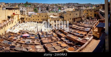 Une vue aérienne de la ville de Fès, Maroc Banque D'Images