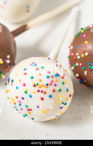 Gâteaux faits maison à la vanille et au chocolat avec saupoudres Banque D'Images