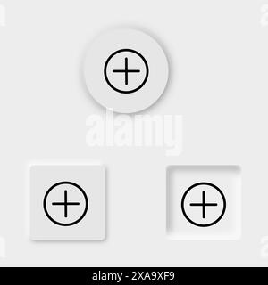 Ajoutez, plus, icône de vérification, en couleur unie et dégradé Illustration de Vecteur
