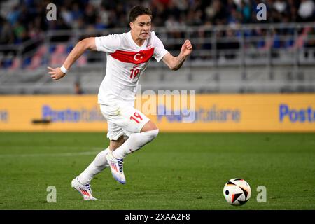 Kenan Yildiz de Turquie en action lors d'un match amical de football entre l'Italie et la Turquie au stade Renato Dall'Ara à Bologne (Italie), le 4 juin 2024. Banque D'Images