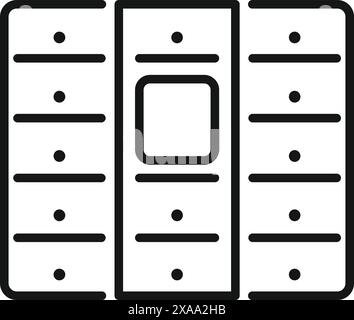 Icône simple de casiers, représentant des concepts comme un gymnase, une école ou un lieu de travail Illustration de Vecteur