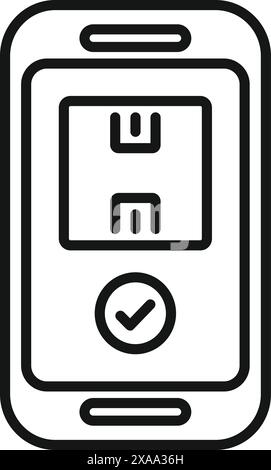 Illustration vectorielle minimaliste représentant un smartphone confirmant une livraison réussie Illustration de Vecteur