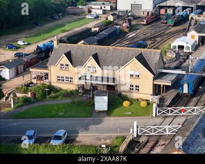 Une vue aérienne de la gare de Wansford. Banque D'Images