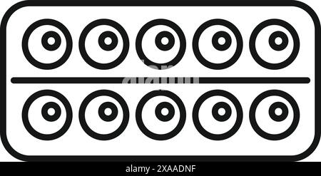 Icône vectorielle linéaire représentant une plaquette thermoformée de médicaments avec des pilules Illustration de Vecteur