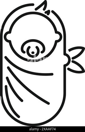 Dessin au trait minimaliste d'un joli porcelet enveloppé confortablement, parfait pour les conceptions liées aux enfants Illustration de Vecteur