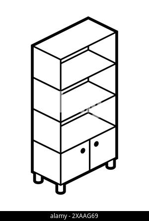 Icône de rayonnage en style isométrique. Mobilier et équipement domestiques et de bureau. Illustration de Vecteur