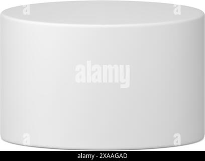 Blanc 3d réaliste pilier cylindre scène de musée vide, illustration vectorielle de podium de produit de piédestal. Scène de cercle de bloc de base vertical de forme géométrique Illustration de Vecteur