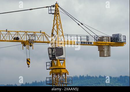 Grue à tour jaune. Banque D'Images