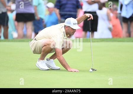 Dublin, Ohio, États-Unis. 5 juin 2024. Denny McCarthy (États-Unis) sur le putting green pendant le Golden Bear Pro Am au Memorial Tournament à Dublin, Ohio. Brent Clark/Cal Sport Media/Alamy Live News Banque D'Images