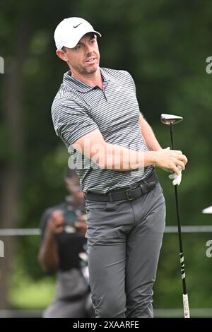 Dublin, Ohio, États-Unis. 5 juin 2024. Rory McIlroy (NIR) s'est lancé sur le 1er trou lors du Golden Bear Pro Am au Memorial Tournament à Dublin, Ohio. Brent Clark/Cal Sport Media/Alamy Live News Banque D'Images