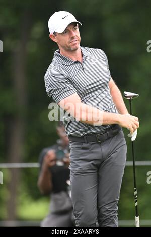 Dublin, Ohio, États-Unis. 5 juin 2024. Rory McIlroy (NIR) s'est lancé sur le 1er trou lors du Golden Bear Pro Am au Memorial Tournament à Dublin, Ohio. Brent Clark/Cal Sport Media/Alamy Live News Banque D'Images