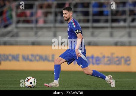 Bologne, Italie. 04 juin 2024. L'Italien Jorginho en action lors des matchs amicaux 2024 entre l'Italie et Turkiye au stade Renato Dall'Ara - Sport, Football - Bologne, Italie - mardi 4 juin 2024 (photo Massimo Paolone/LaPresse) crédit : LaPresse/Alamy Live News Banque D'Images