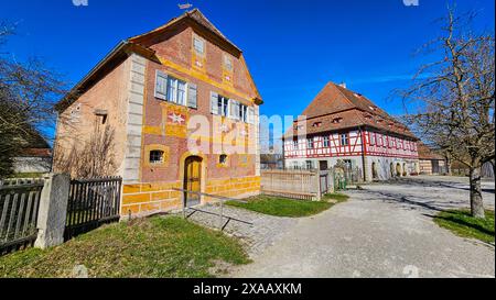 Fermes historiques dans le musée Franconian Open Air, Bad Windsheim, Bavière, Allemagne, Europe Banque D'Images