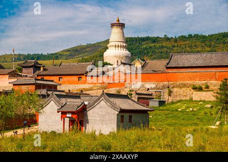 Le complexe du monastère de Wudai Shan (Mont Wutai), site du patrimoine mondial de l'UNESCO, Shanxi, Chine, Asie Banque D'Images