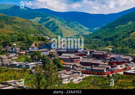 Le complexe du monastère de Wudai Shan (Mont Wutai), site du patrimoine mondial de l'UNESCO, Shanxi, Chine, Asie Banque D'Images