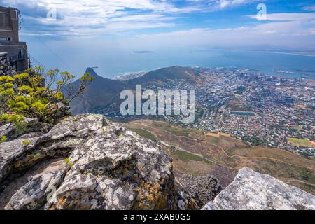 Vue sur le Cap depuis Table Mountain, Cape Town, Western Cape, Afrique du Sud, Afrique Banque D'Images
