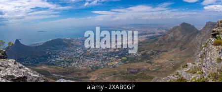 Vue sur le Cap depuis Table Mountain, Cape Town, Western Cape, Afrique du Sud, Afrique Banque D'Images