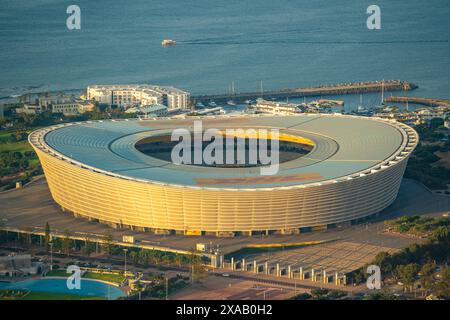 Vue du stade DHL au Cap depuis signal Hill au coucher du soleil, Cape Town, Western Cape, Afrique du Sud, Afrique Banque D'Images