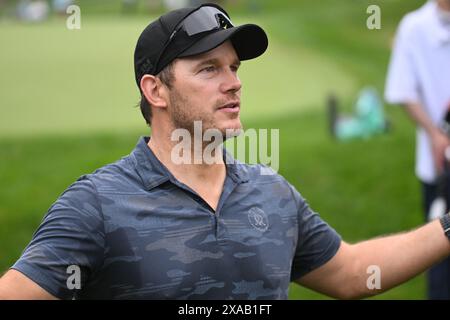 Dublin, Ohio, États-Unis. 5 juin 2024. Chris Pratt lors du Golden Bear Pro Am au Memorial Tournament à Dublin, Ohio. Brent Clark/Cal Sport Media/Alamy Live News Banque D'Images