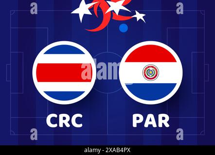 Costa rica vs paraguay football america 2024 match versus. 2024 match de championnat en phase de groupes contre équipes intro sport fond.. Illustration de Vecteur