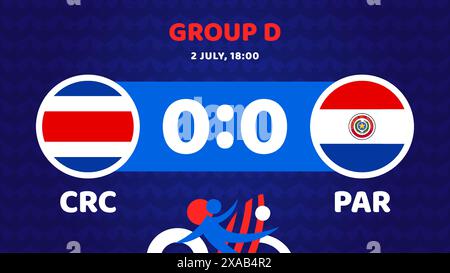 Costa rica vs paraguay football america 2024 match versus. 2024 match de championnat en phase de groupes contre équipes intro sport fond.. Illustration de Vecteur