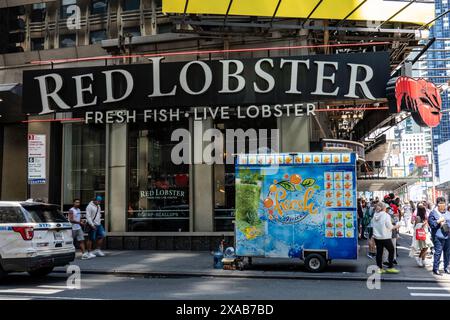 Restaurant Red Lobster Times Square propose du poisson frais et du homard vivant, New York City, USA 2024 Banque D'Images