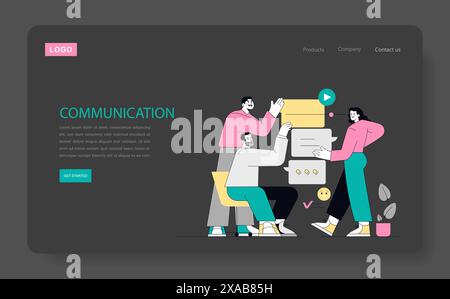 Concept de compétences générales. Illustration d'une communication efficace sur le lieu de travail montrant deux personnes s'engageant dans une conversation amicale. Illustration vectorielle. Illustration de Vecteur