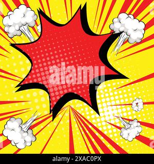 Explosion de style comique éclatante avec des nuages Illustration de Vecteur