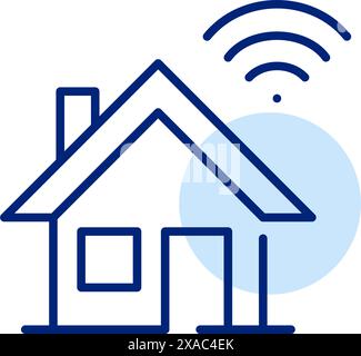 Maison et wi-fi. Accès à Internet, réseau domestique, connectivité en ligne pour étudier et travailler. Icône Pixel Perfect Illustration de Vecteur