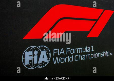 Montréal, Québec, Canada. 5 juin 2024. Logo de la formule 1 fia à Pitlane - .pendant le Grand Prix du Canada AWS de formule 1 2024, Montréal, Québec, Canada, du 6 au 9 juin - Rounfd 9 sur 24 du Championnat du monde F1 2024 (crédit image : © Alessio de Marco/ZUMA Press Wire) USAGE ÉDITORIAL SEULEMENT! Non destiné à UN USAGE commercial ! Banque D'Images