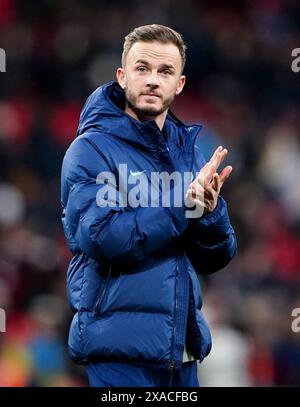 Photo du dossier datée du 26/03/23 de James Maddison. James Maddison est sur le point de manquer une place dans l'équipe de l'Euro 2024 de l'Angleterre, l'agence de presse PA comprend. Date d'émission : jeudi 6 juin 2024. Banque D'Images