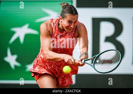 Aryna SABALENKA de Biélorussie lors de la onzième journée du tournoi de tennis Roland-Garros 2024, ATP et WTA Grand Chelem le 05 juin 2024 au stade Roland-Garros à Paris, France Banque D'Images