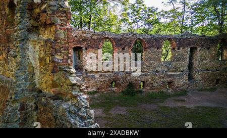 Ruines du vieux château de Ksiaz en Pologne Banque D'Images