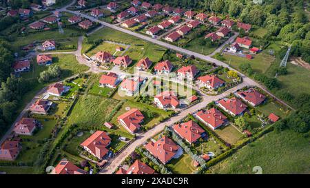 Vue aérienne d'un quartier résidentiel à Walbrzych, Pologne Banque D'Images