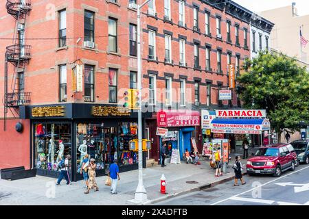 New York City, États-Unis - 25 août 2017 : Harlem Neighborhood, Manhattan. Au coin de Morningside Avenue et W 125th Street (Martin Luther Banque D'Images