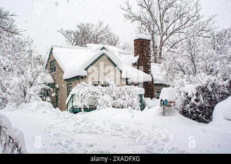 Une maison enneigée et une boîte aux lettres près de Washington, DC, pendant la tempête de neige hivernale de 2010. Banque D'Images