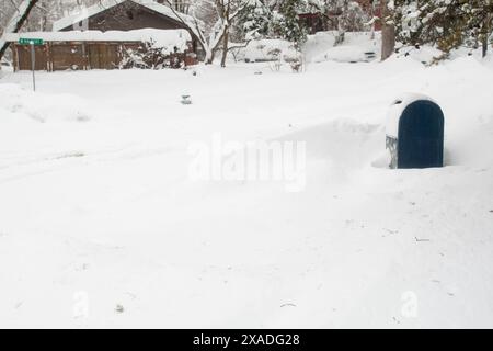 Une boîte aux lettres enneigée près de Washington, DC, pendant la tempête de neige hivernale de 2010. Banque D'Images