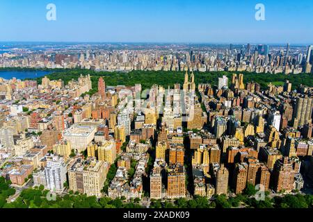 Vue aérienne de West Manhattan et Central Park, New York, États-Unis. Banque D'Images