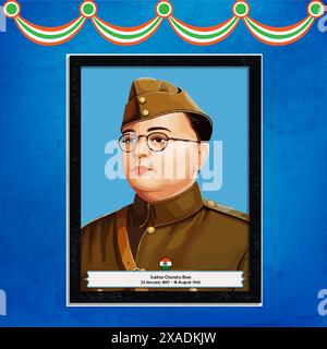 Netaji Subhas Chandra Bose Jayanti le modèle d'affiche du 23 janvier Illustration de Vecteur