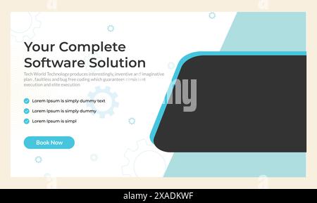 conception de modèle de bannière web pour solution logicielle Illustration de Vecteur