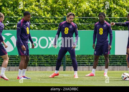 Enfield, Royaume-Uni. 06 juin 2024. Jack Grealish lors de la session d'entraînement de l'Angleterre avant le Friendly International vs Iceland au Tottenham Hotspur Training Ground, Enfield, Angleterre, Royaume-Uni le 6 juin 2024 crédit : Every second Media/Alamy Live News Banque D'Images