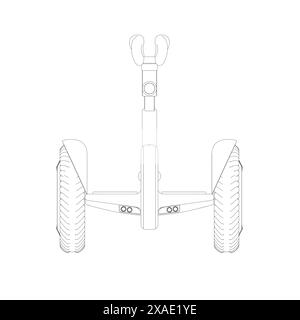 Illustration vectorielle de Gyroscooter de contour. Cartoon transport intelligent électrique personnel isolé, véhicule écologique moderne avec batterie et deux roues pour la ville R Illustration de Vecteur