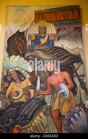 Mexico, Mexico, Palacio de Bella Artes, mural de Diego Rivera, 'Danza de los Huichilobos' (1936) Banque D'Images