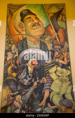 Mexico, Mexico, Palacio de Bella Artes, mural de Diego Rivera, 'la Dictadura' (1936) Banque D'Images